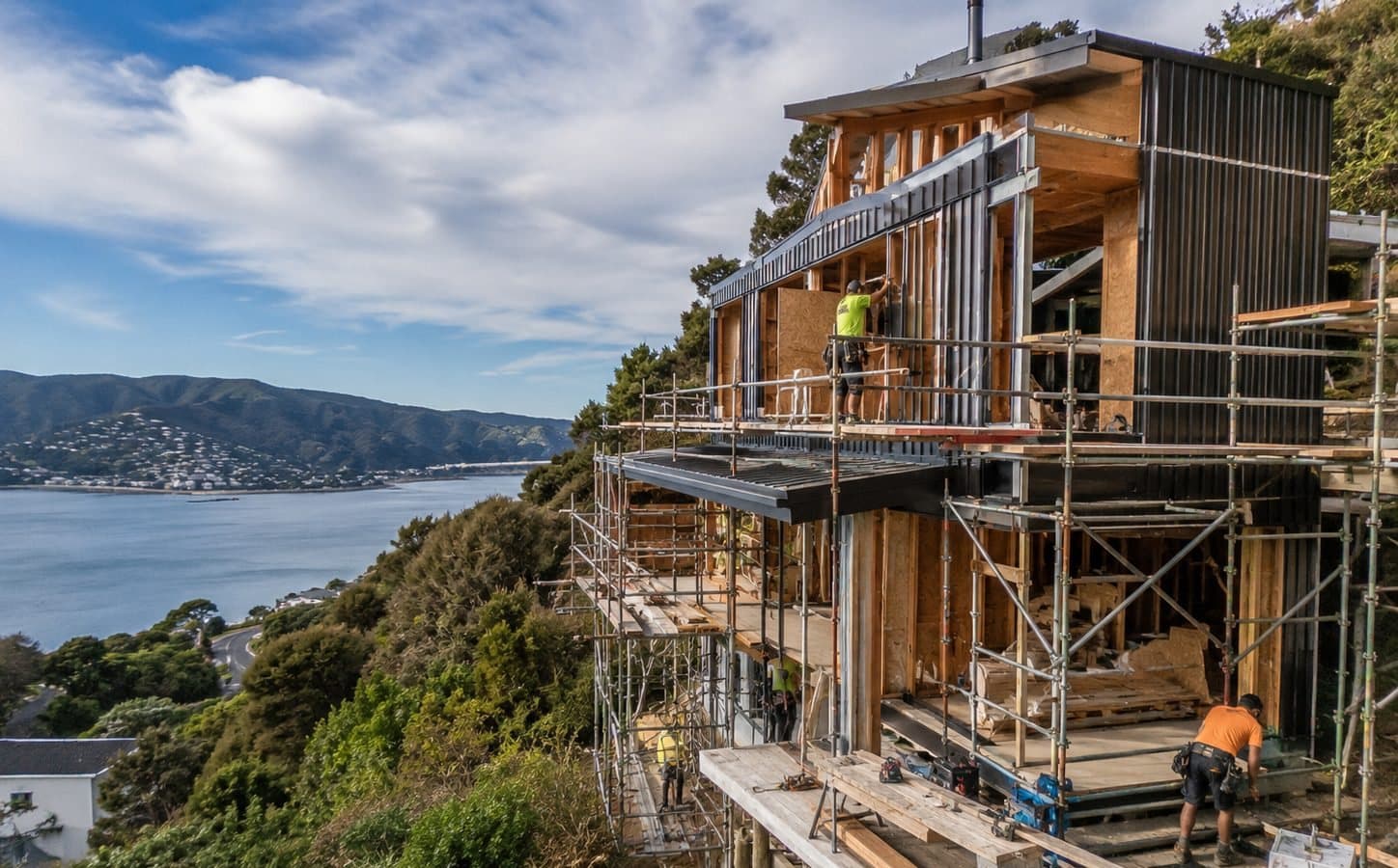 Illustrative progress on a coastal home under construction